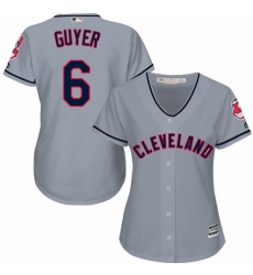 Women's Majestic Cleveland Indians #6 Brandon Guyer Authentic Grey Road Cool Base MLB Jersey