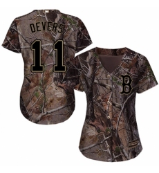 Women's Majestic Boston Red Sox #11 Rafael Devers Authentic Camo Realtree Collection Flex Base MLB Jersey