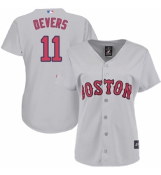 Women's Majestic Boston Red Sox #11 Rafael Devers Authentic Grey Road MLB Jersey
