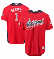 Youth Majestic Atlanta Braves #1 Ozzie Albies Game Red National League 2018 MLB All-Star MLB Jersey