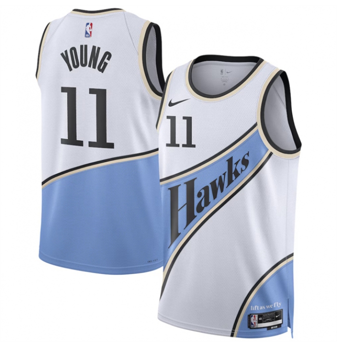 Men's Atlanta Hawks #11 Trae Young White 2024-25 City Edition Stitched Jersey