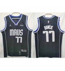 Men's Dallas Mavericks #77 Luka Doncic Black Stitched Jersey