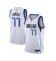 Men's Dallas Mavericks #77 Luka Doncic White No.6 Patch Stitched Jersey