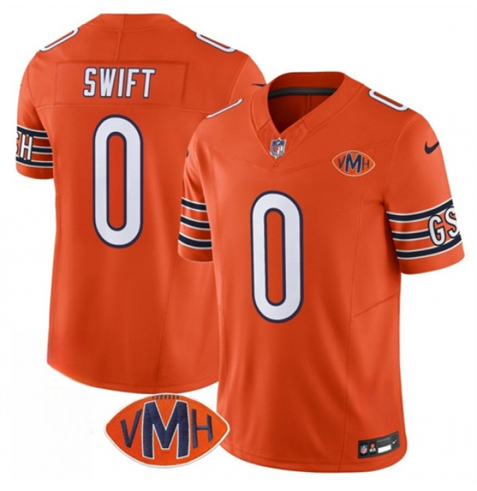 Men's Chicago Bears #0 D'Andre Swift Orange 2025 F.U.S.E. With VMH Vapor Untouchable Limited Football Stitched Jersey