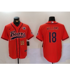 Men's Chicago Bears #18 Caleb Williams Orange Throwback With Cool Base Stitched Baseball Jerseys