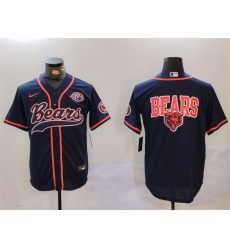 Men's Chicago Bears Navy Team Big Logo With Cool Base Stitched Baseball Jersey