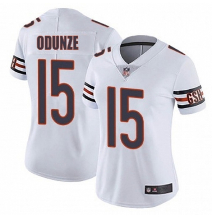 Women Chicago Bears #15 Rome Odunze White Vapor Stitched Jersey