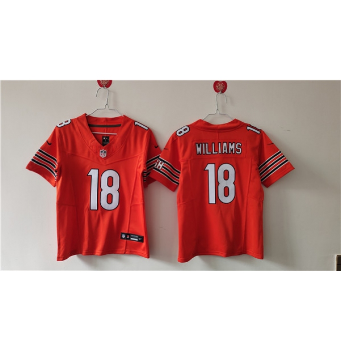 Women's Chicago Bears #18 Caleb Williams Orange 2024 Draft F.U.S.E. Vapor Football Stitched Jersey