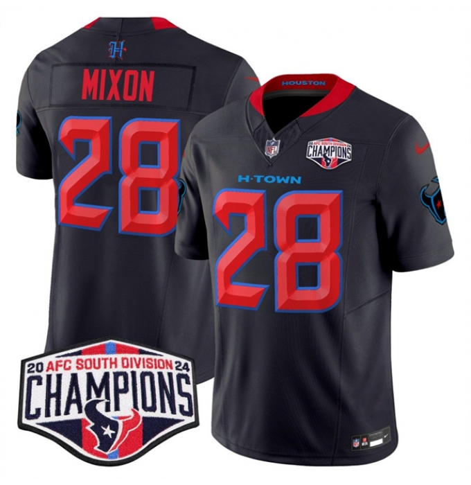 Men's Houston Texans #28 Joe Mixon Navy 2nd Alternate F.U.S.E. 2024 AFC South Division Champions Vapor Limited Stitched Football Jersey