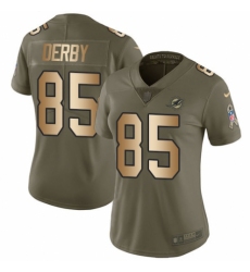 Women's Nike Miami Dolphins #85 A.J. Derby Limited Olive/Gold 2017 Salute to Service NFL Jersey