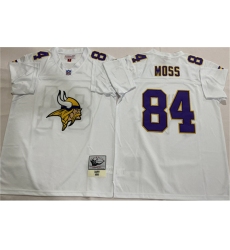 Men's Minnesota Vikings #84 Randy Moss White Throwback Football Stitched Jersey