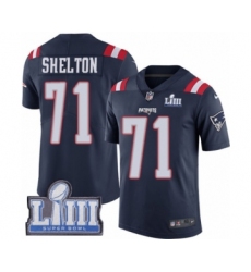 Men's Nike New England Patriots #71 Danny Shelton Limited Navy Blue Rush Vapor Untouchable Super Bowl LIII Bound NFL Jersey