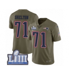 Youth Nike New England Patriots #71 Danny Shelton Limited Olive 2017 Salute to Service Super Bowl LIII Bound NFL Jersey