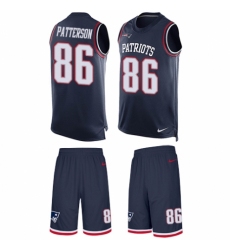 Men's Nike New England Patriots #86 Cordarrelle Patterson Limited Navy Blue Tank Top Suit NFL Jersey