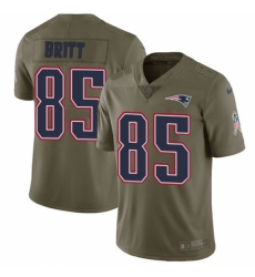 Men's Nike New England Patriots #85 Kenny Britt Limited Olive 2017 Salute to Service NFL Jersey