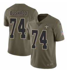 Men's Nike New Orleans Saints #74 Jermon Bushrod Limited Olive 2017 Salute to Service NFL Jersey