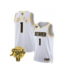 Men's Denver Nuggets #1 Michael Porter Jr. White 2023 Finals Collection With NO.6 Stitched Basketball Jersey