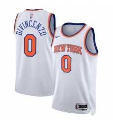 Men's New Yok Knicks #0 Donte DiVincenzo White Association Edition Swingman Stitched Basketball Jersey