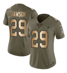 Women's Nike New England Patriots #29 Duke Dawson Limited Olive Gold 2017 Salute to Service NFL Jersey