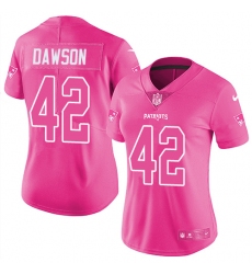 Women's Nike New England Patriots #42 Duke Dawson Limited Pink Rush Fashion NFL Jersey