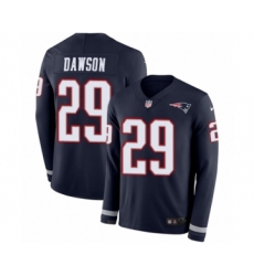 Youth Nike New England Patriots #29 Duke Dawson Limited Navy Blue Therma Long Sleeve NFL Jersey