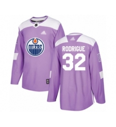 Men's Edmonton Oilers #32 Olivier Rodrigue Authentic Purple Fights Cancer Practice Hockey Jersey
