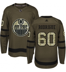 Youth Adidas Edmonton Oilers #60 Olivier Rodrigue Authentic Green Salute to Service NHL Jersey