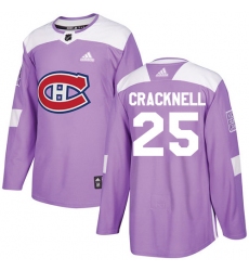 Youth Adidas Montreal Canadiens #25 Adam Cracknell Authentic Purple Fights Cancer Practice NHL Jersey