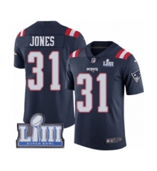 Youth Nike New England Patriots #31 Jonathan Jones Limited Navy Blue Rush Vapor Untouchable Super Bowl LIII Bound NFL Jersey