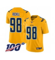 Youth Los Angeles Chargers #98 Isaac Rochell Limited Gold Inverted Legend 100th Season Football Jersey