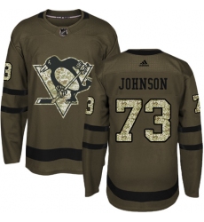 Men's Adidas Pittsburgh Penguins #73 Jack Johnson Authentic Green Salute to Service NHL Jersey