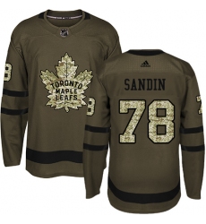 Men's Adidas Toronto Maple Leafs #78 Rasmus Sandin Authentic Green Salute to Service NHL Jersey