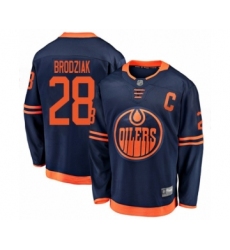Youth Edmonton Oilers #28 Kyle Brodziak Authentic Navy Blue Alternate Fanatics Branded Breakaway Hockey Jersey