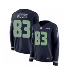 Women's Nike Seattle Seahawks #83 David Moore Limited Navy Blue Therma Long Sleeve NFL Jersey