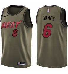 Men's Nike Miami Heat #6 LeBron James Green Salute to Service NBA Swingman Jersey