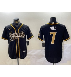 Men's New Orleans Saints #7 Taysom Hill Black With Cool Base Stitched Baseball Jersey