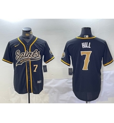 Men's New Orleans Saints #7 Taysom Hill Black With Cool Base Stitched Baseball Jerseys