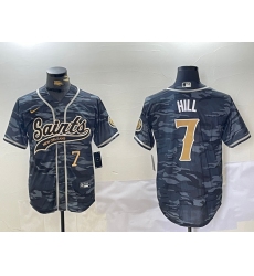 Men's New Orleans Saints #7 Taysom Hill Grey Camo With Cool Base Stitched Baseball Jerseys