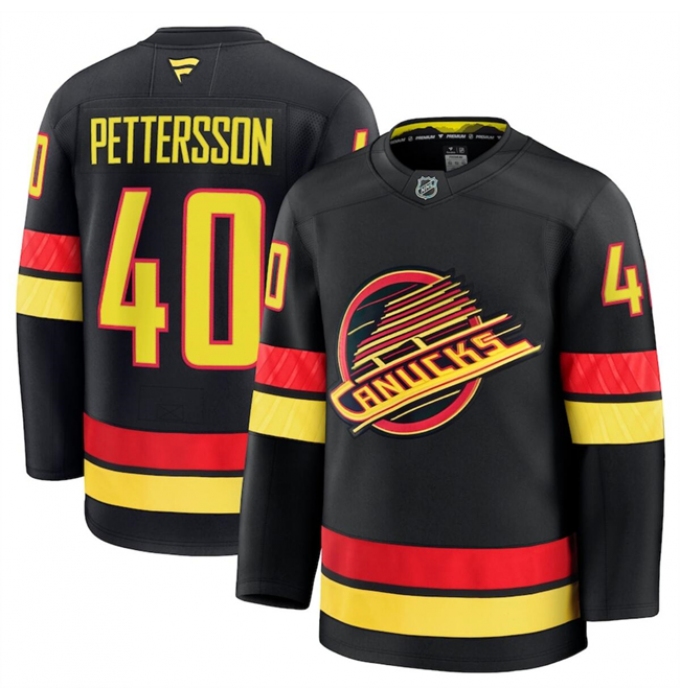 Men's Vancouver Canucks #40 Elias Pettersson Black 2024-25 Alternate Stitched Hockey Jersey