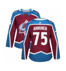 Women's Adidas Colorado Avalanche #75 Justus Annunen Premier Burgundy Red Home NHL Jersey