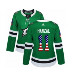 Women's Adidas Dallas Stars #15 Blake Comeau Authentic Green USA Flag Fashion NHL Jersey