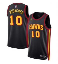 Men's Atlanta Hawks #10 Zaccharie Risacher Black 2024 Draft Statement Edition Stitched Jersey