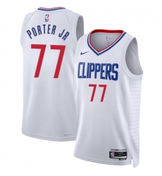 Men's Los Angeles Clippers #77 Kevin Porter Jr White Association Edition Stitched Jersey