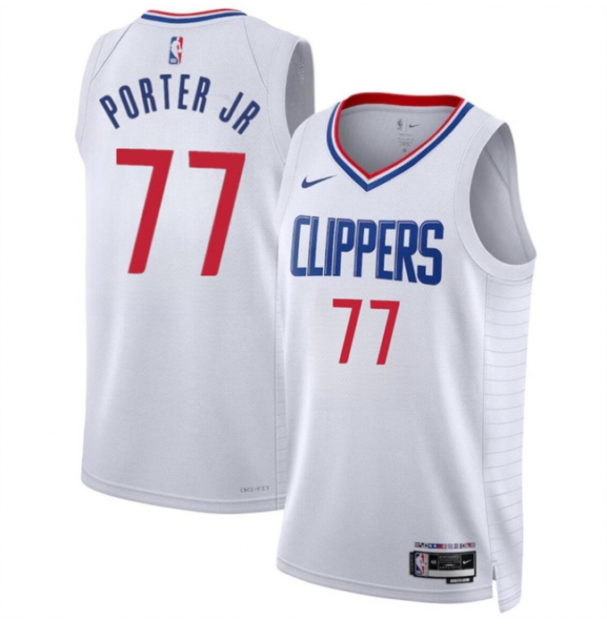 Men's Los Angeles Clippers #77 Kevin Porter Jr White Association Edition Stitched Jersey