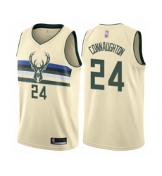 Men's Milwaukee Bucks #24 Pat Connaughton Authentic Cream Basketball Jersey - City Edition