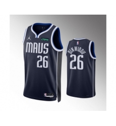 Men's Dallas Mavericks #26 Spencer Dinwiddie Navy Statement Edition Stitched Basketball Jersey