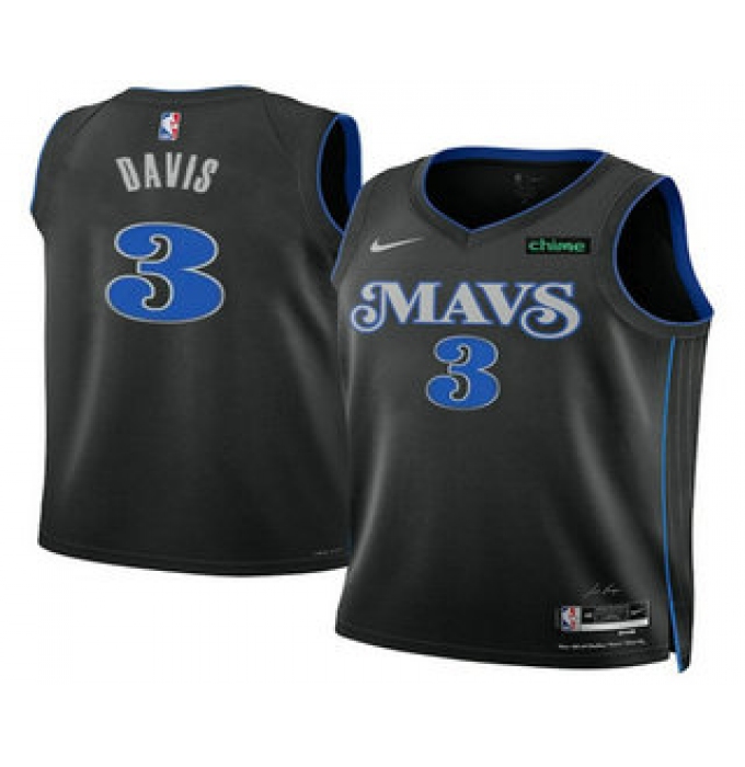 Men's Dallas Mavericks #3 Anthony Davis Black 2025 City Edition Stitched Jersey