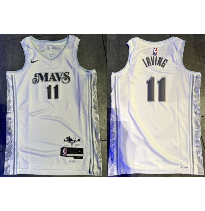 Men's Dallas Mavericks Active Player Custom White 2024-25 City Edition Stitched Basketball Jersey