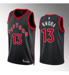 Men's Toronto Raptors #13 Jordan Nwora Black Statement Edition Stitched Basketball Jersey