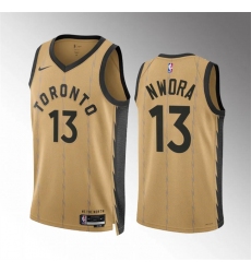 Men's Toronto Raptors #13 Jordan Nwora Gold 2023-24 City Edition Stitched Basketball Jersey